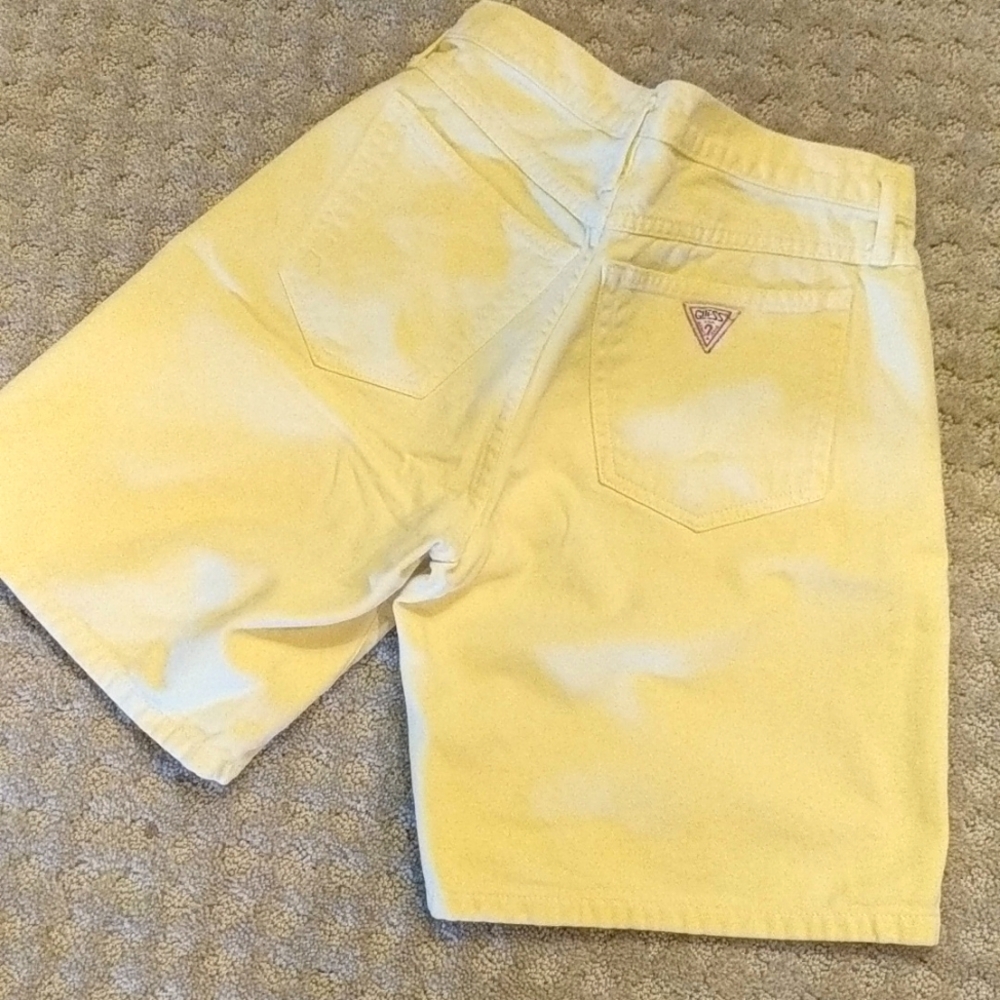 Vintage Guess by Georges Marciano, yellow button fly shorts denim 100% cotton